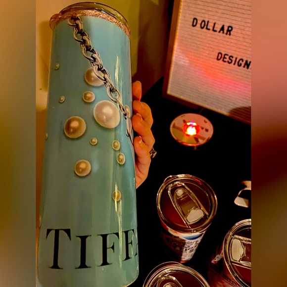 NWT Blue w/pearls& .925 necklace design 20 oz Tumbler look … - Picture 1 of 12